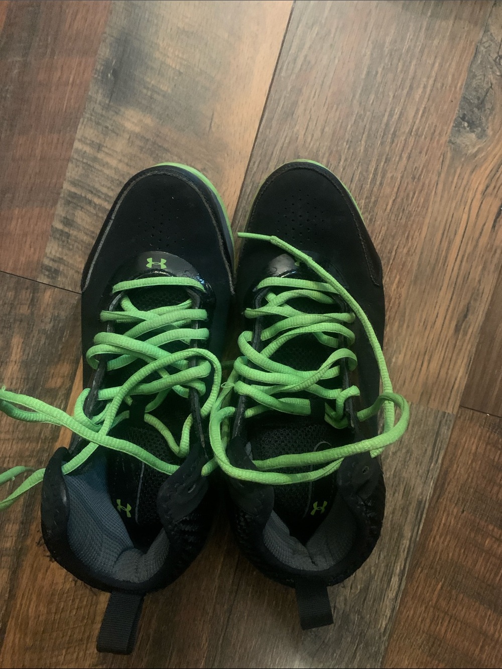 Under Armour Kids Black Sneakers with Neon Green Laces